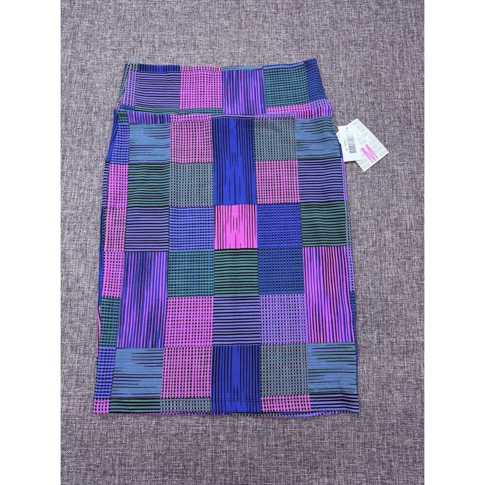 LULAROE CASSIE Pencil Skirt Vibrant Multicolor Geometric Patch Medium 10-12 NWT